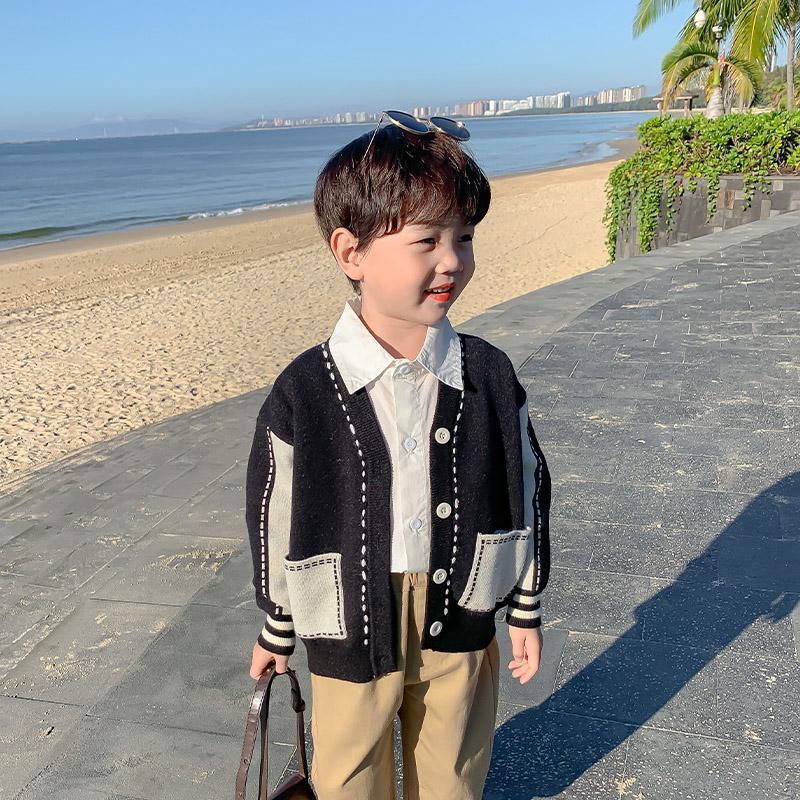 Áo Khoác cardigan Dệt Kim Mỏng Phong Cách Hàn Quốc Thời Trang Mùa Thu Cho Bé Trai