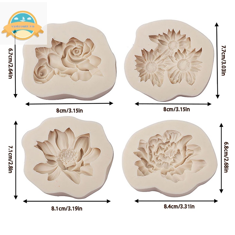 1 Khuôn Silicon Hình Hoa Mẫu Đơn / Hoa Sen / Hoa Hồng Trung Quốc vn