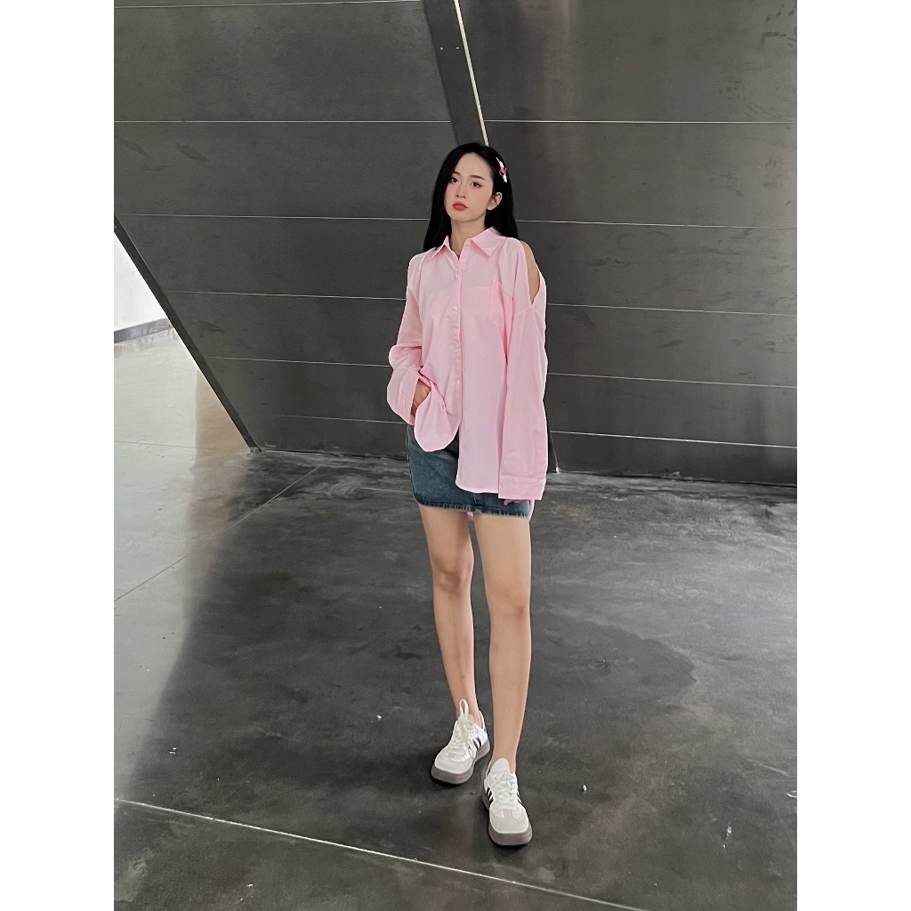 ÁO SƠ MI nữ hở vai dài tay,  Aokhoetvai3469_6K3