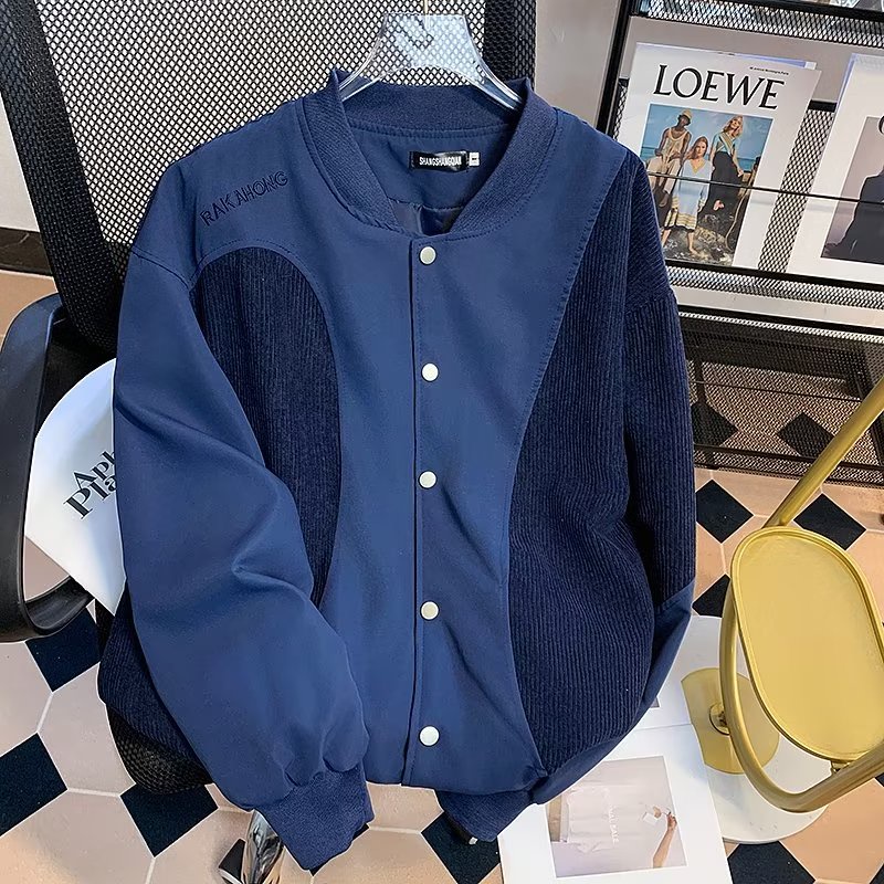 Áo Khoác Bóng Chày Vải Nhung Kẻ Thời Trang Cho Cặp Đôi