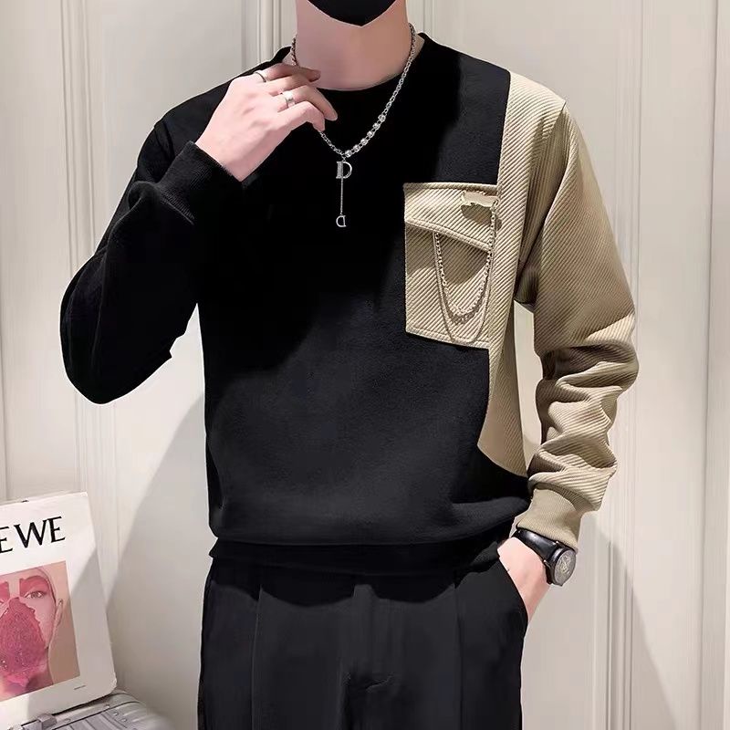 Màu Sắc Áo Thun Dài Tay Phối Màu Cá Tính Theo Phong Cách retro Hongkong Dành Cho Nam