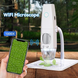 2MP 1080P WiFi Electron Microscope USB Mobilephone Computers Connecting Microscope Photo Video Taking Portable Electron Microscope with 8 LED Lights Bendable Stand