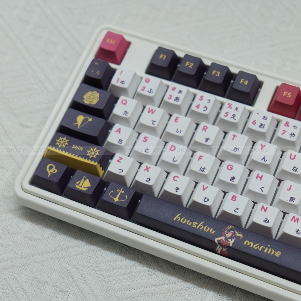 Houshou Marine Keycaps Cherry Profile Anime PBT DYE SUB Bàn Phím Cơ Keycap