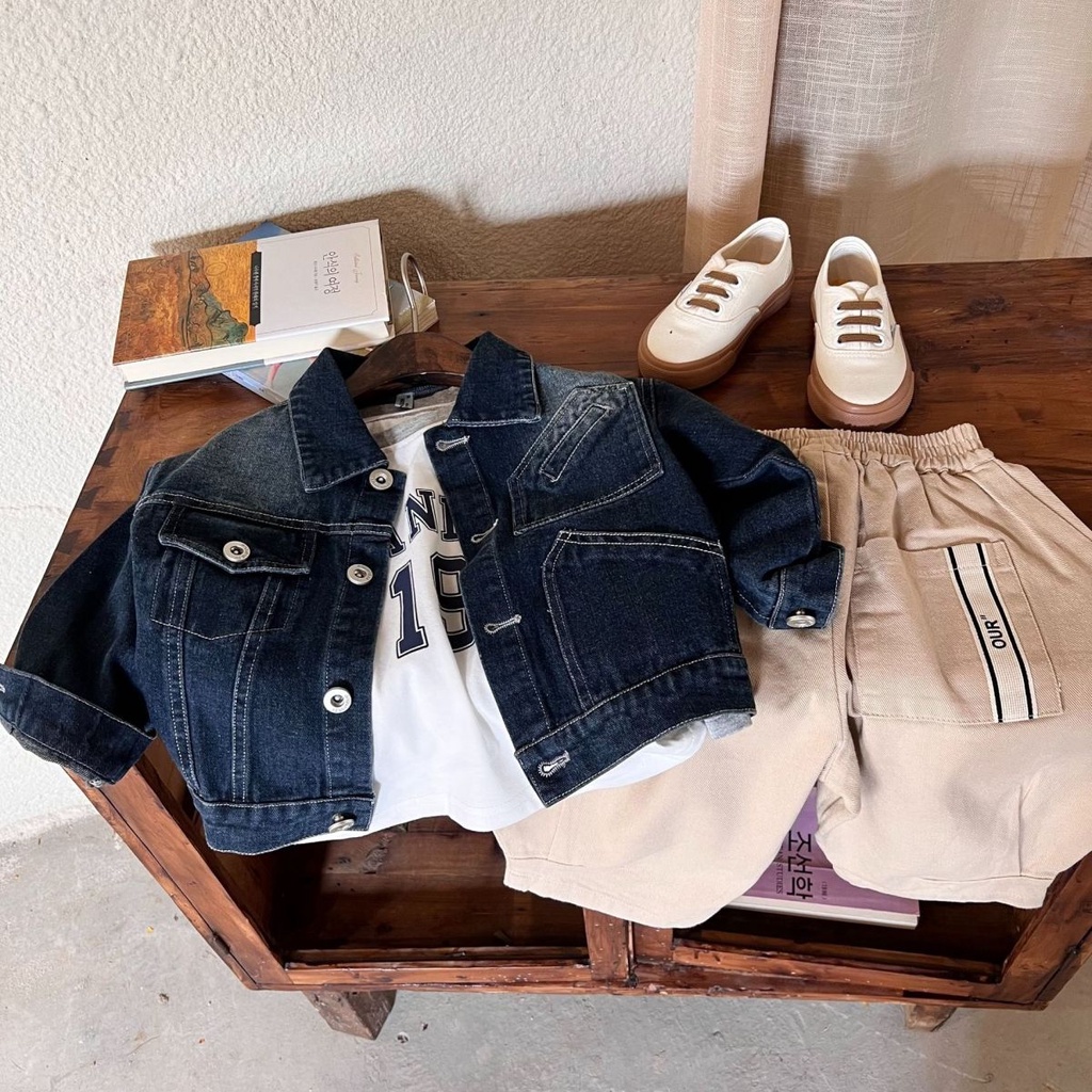 Áo Khoác denim Màu Sắc gradient Phong Cách Hàn Quốc Cho Bé Trai