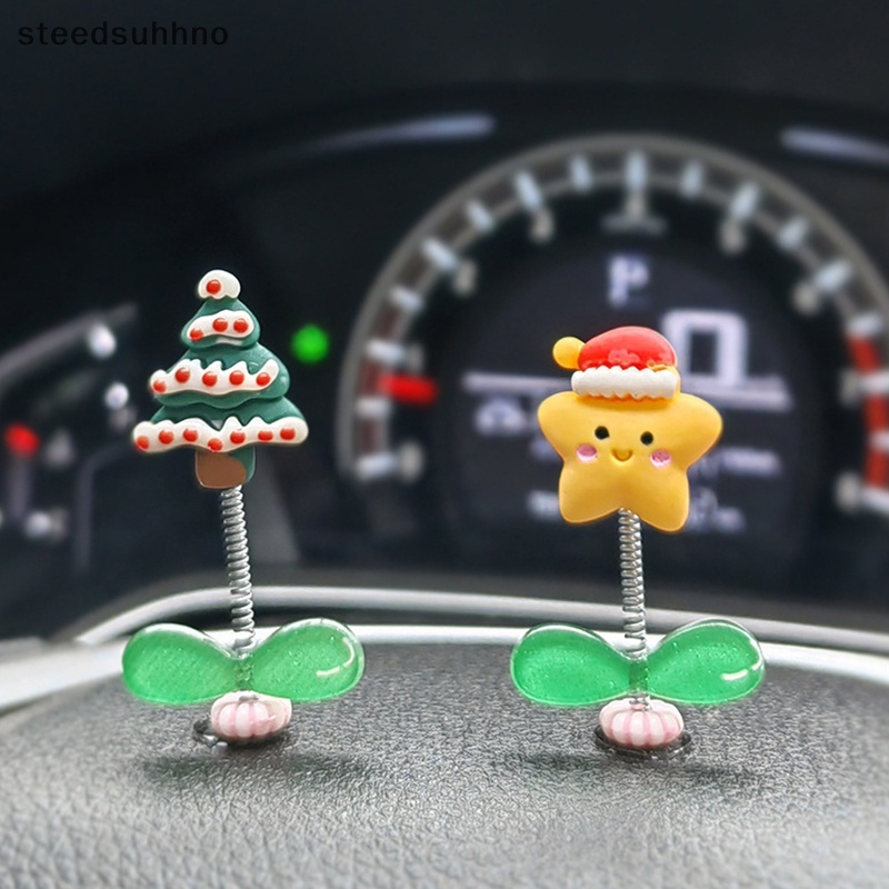 Staedsu Phụ Kiện Trang Trí Bảng Điều Khiển Trung Tâm Xe Hơi Hình Ông Già Noel Nai Sừng Tấm Lắc Lư Xinh Xắn hhno