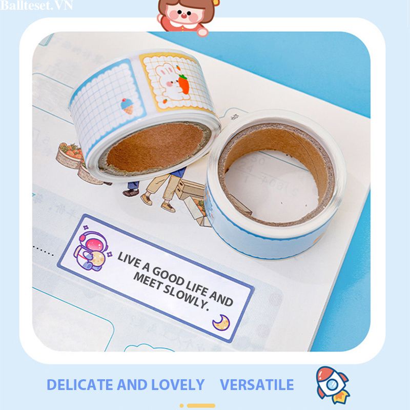 Ballteset💜Set 60 Nhãn Dán Ghi Chú Đa Năng Họa Tiết Hoạt Hình Dễ Thương Cho Học Sinh