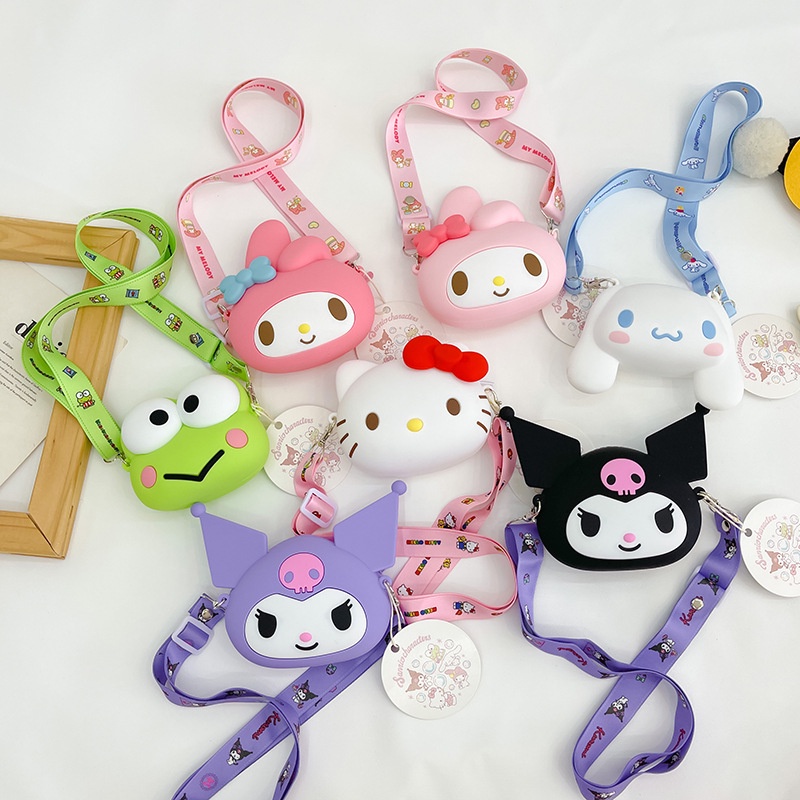 Sanrio Túi Đeo Vai Bằng Silicon Hình hello kitty kuromi my melody Dễ Thương Dùng Làm Quà Tặng Sinh Nhật Cho Bé
