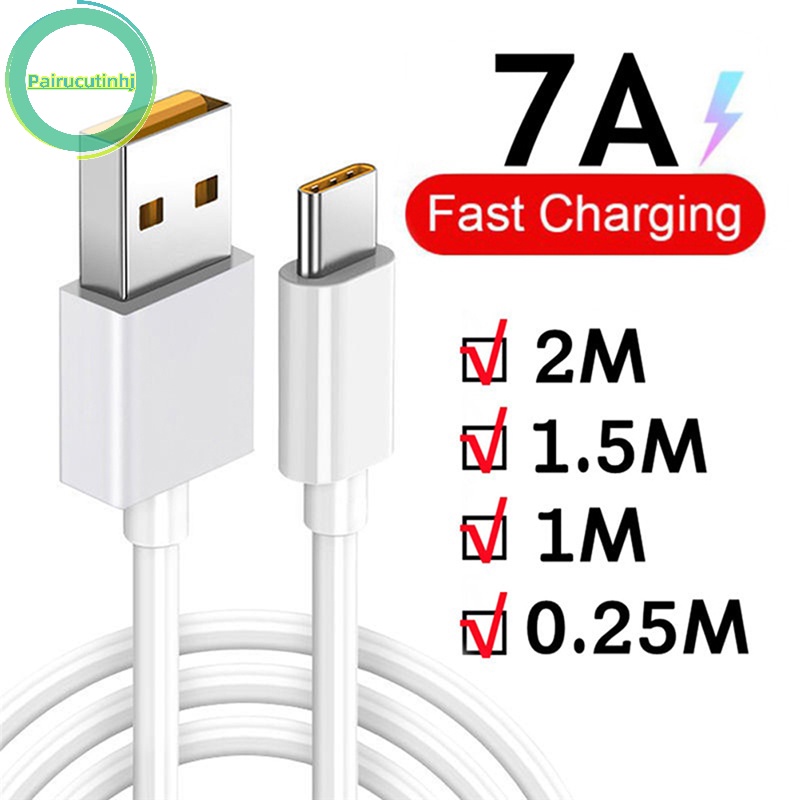 Parucutin Dây Cáp Sạc Nhanh 7a usb type c 100w Cho oppo huawei xiaomi vivo honor vn