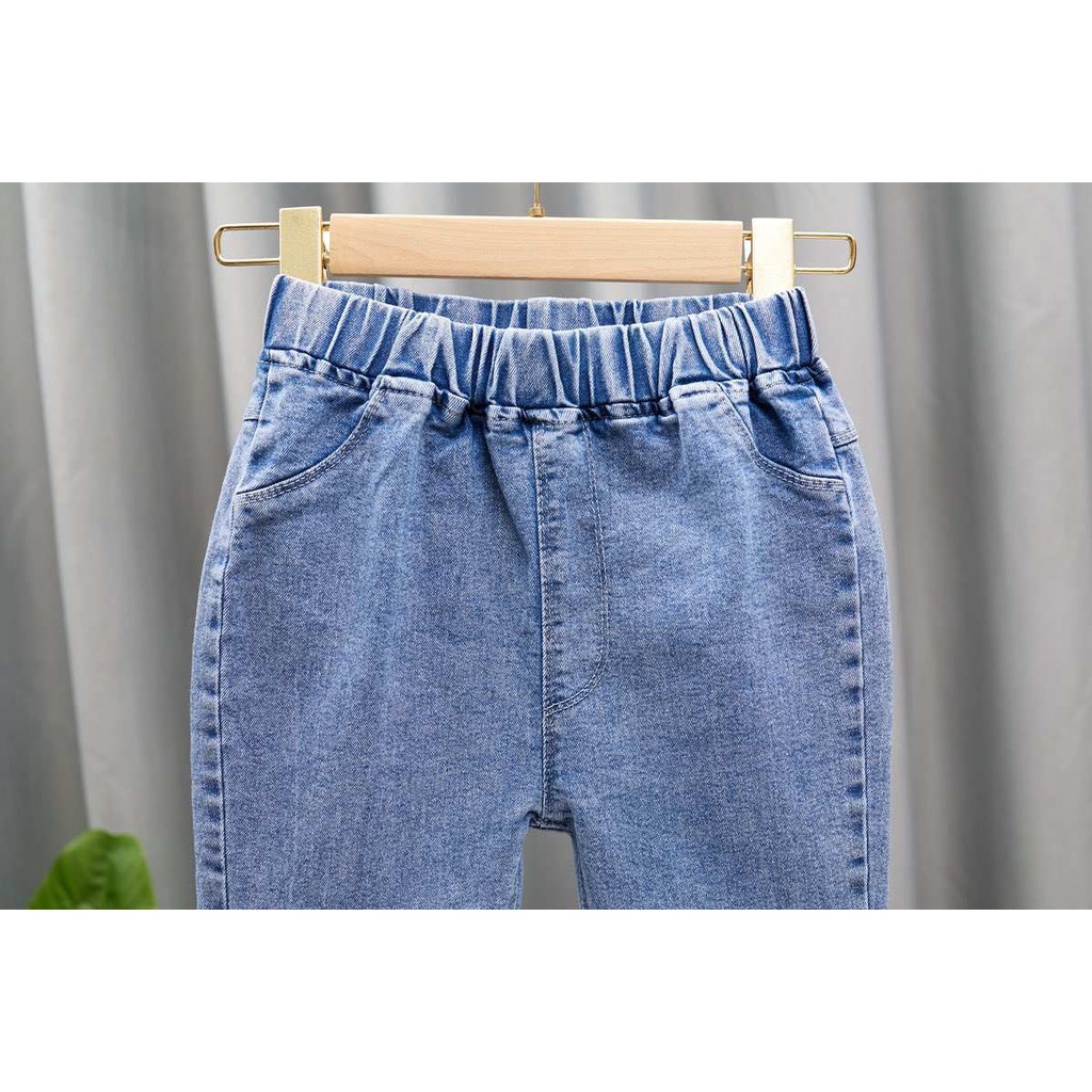 Quần Jean Dài Lưng Cao Co Giãn Tốt Thời Trang Xuân Thu Xinh Xắn Cho Bé Gái