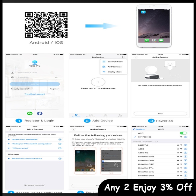Camera mini zevaret wifi ip Không Dây hd 1080p Hai Chiều Phát Hiện Chuyển Động Ban Đêm Cho Bé