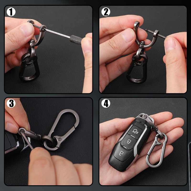 1 Móc Khóa Xe Hơi / Mở Nắp Chai Đa Năng Bằng Kim Loại