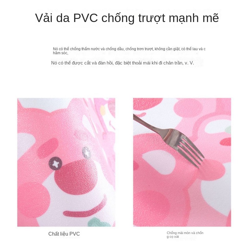 Thảm Lót Sàn Nhà Hình Gấu Và Dâu Tây Bằng pvc Không Cắt Lỗ