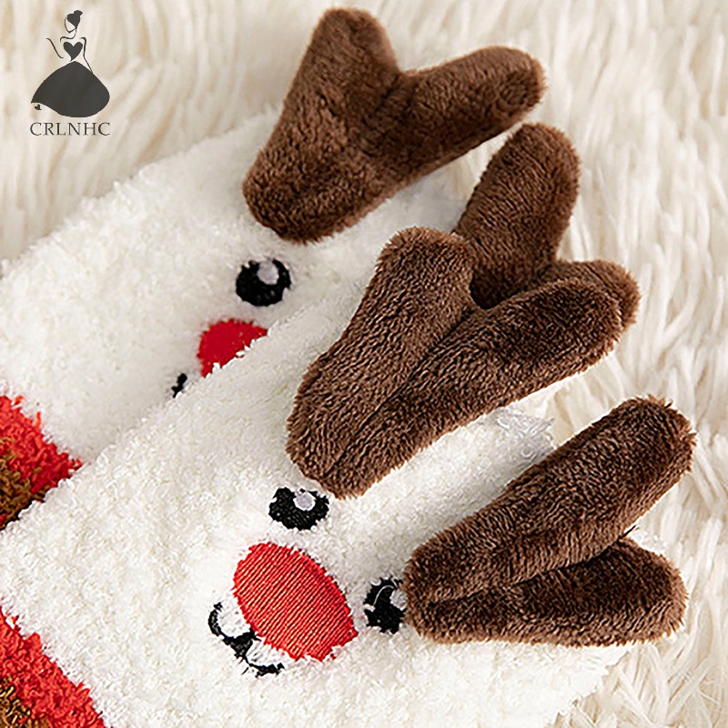 Crlnhc Vớ Lông Cừu San Hô Giữ Ấm Mùa Đông Hình Tuần Lộc Hoạt Hình Dễ Thương vn