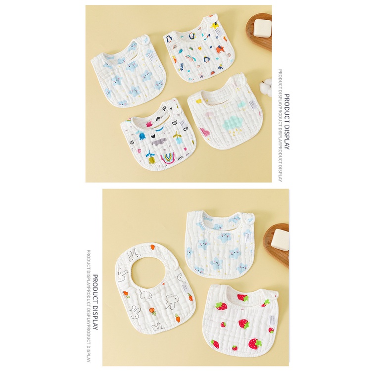 Yếm xô chữ U cho bé vuông 8 lớp cúc bấm 2 mặt màu trắng to dày dặn, thoáng khí siêu thấm hút size 30 x 22 cm Uni Baby