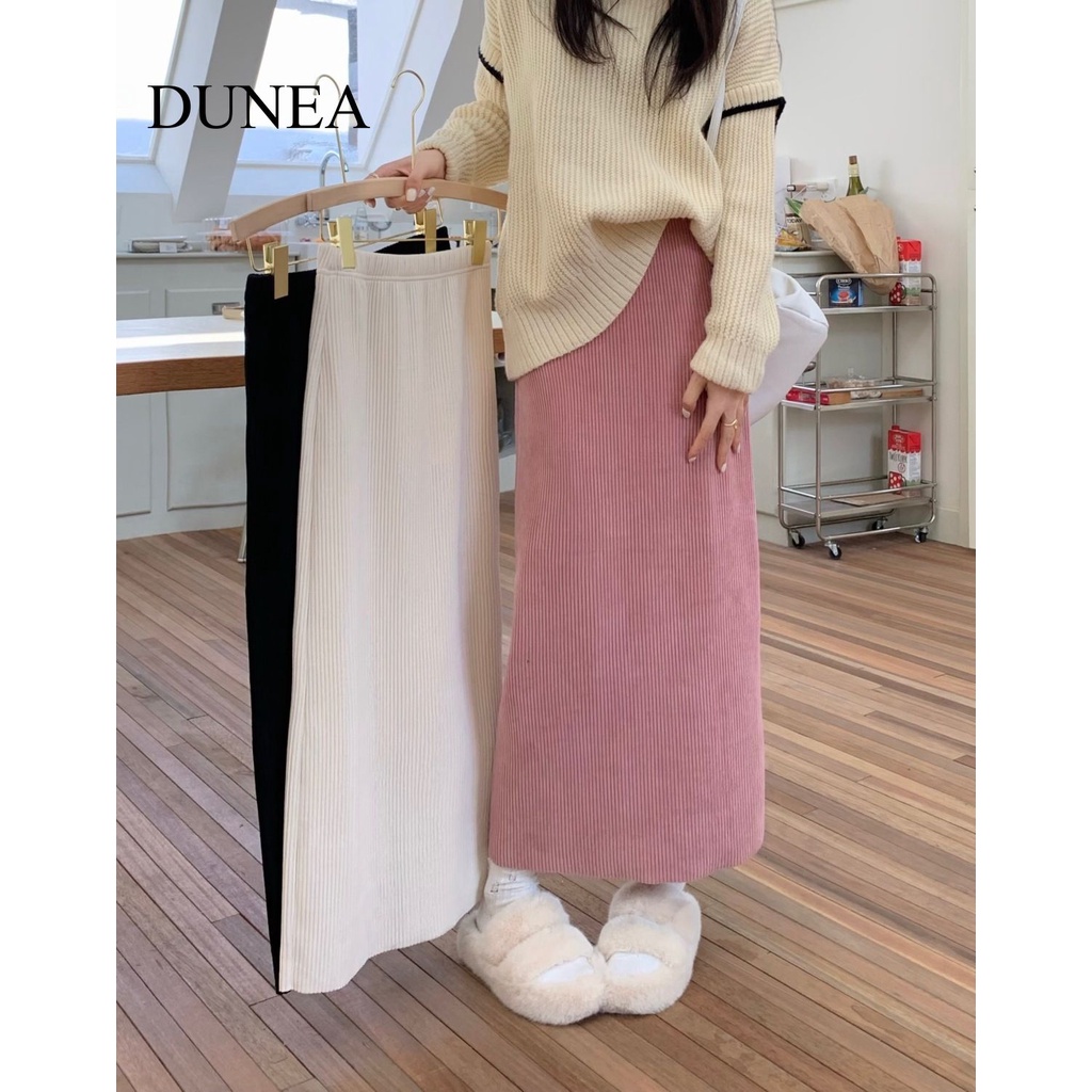 DUNEA Chân Váy Bút Chì Lưng Cao Phong Cách Hàn Quốc Cho Nữ