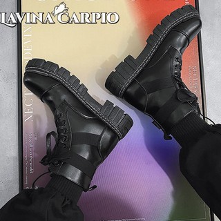 Lavia giày bốt martin da cổ cao màu đen phong cách anh quốc cá tính thời trang cho nam