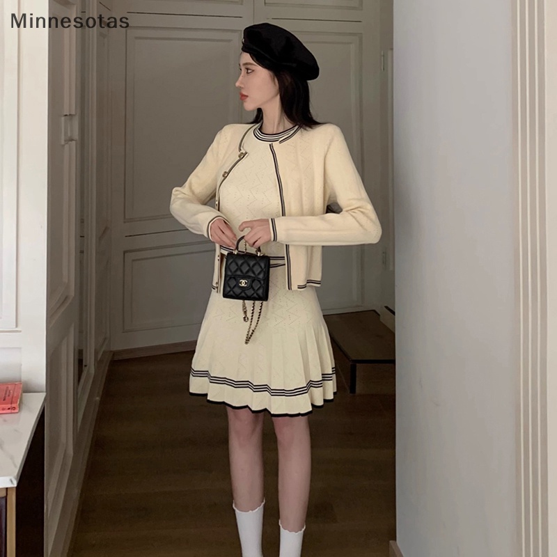 Set Áo cardigan + Chân Váy mini Xếp Ly Quyến Rũ Cho Nữ  mns