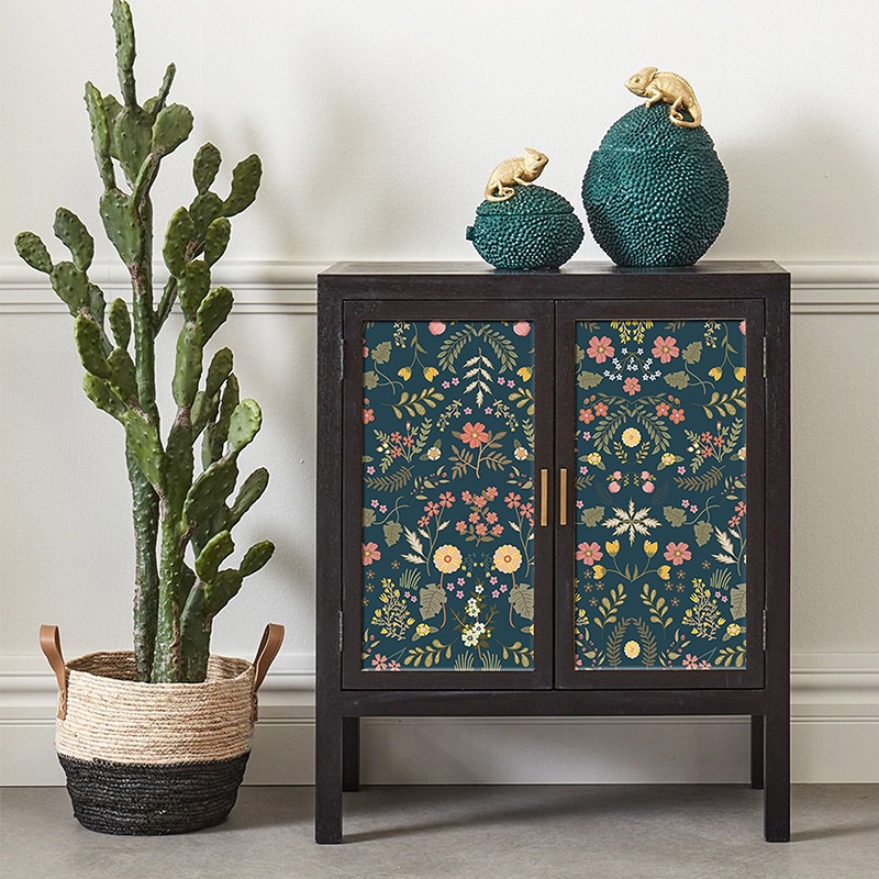 Giấy Dán Tường Tự Dính Chống Thấm Nước Họa Tiết Hoa Màu Xanh Dương Trang Trí Phòng Ngủ