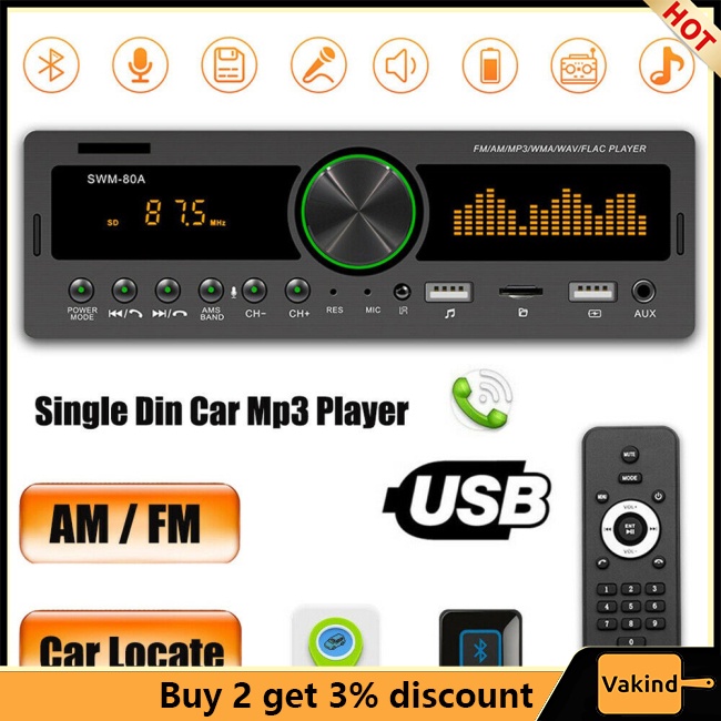 Vakind Máy Nghe Nhạc mp3 Màn Hình Kép bluetooth Đa Năng Hỗ Trợ Điều Khiển Bằng Giọng Nói