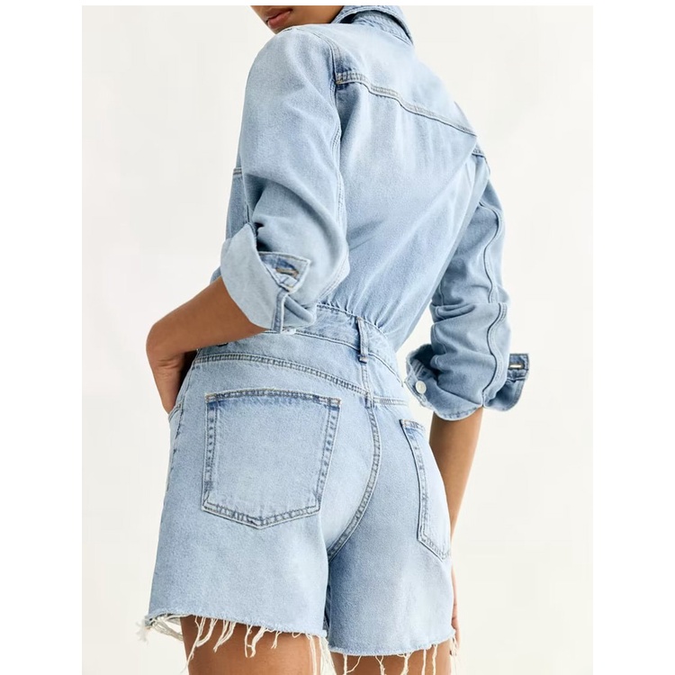 Zara jumpsuit denim Dài Tay Thời Trang Mùa Thu Dành Cho Nữ8197189