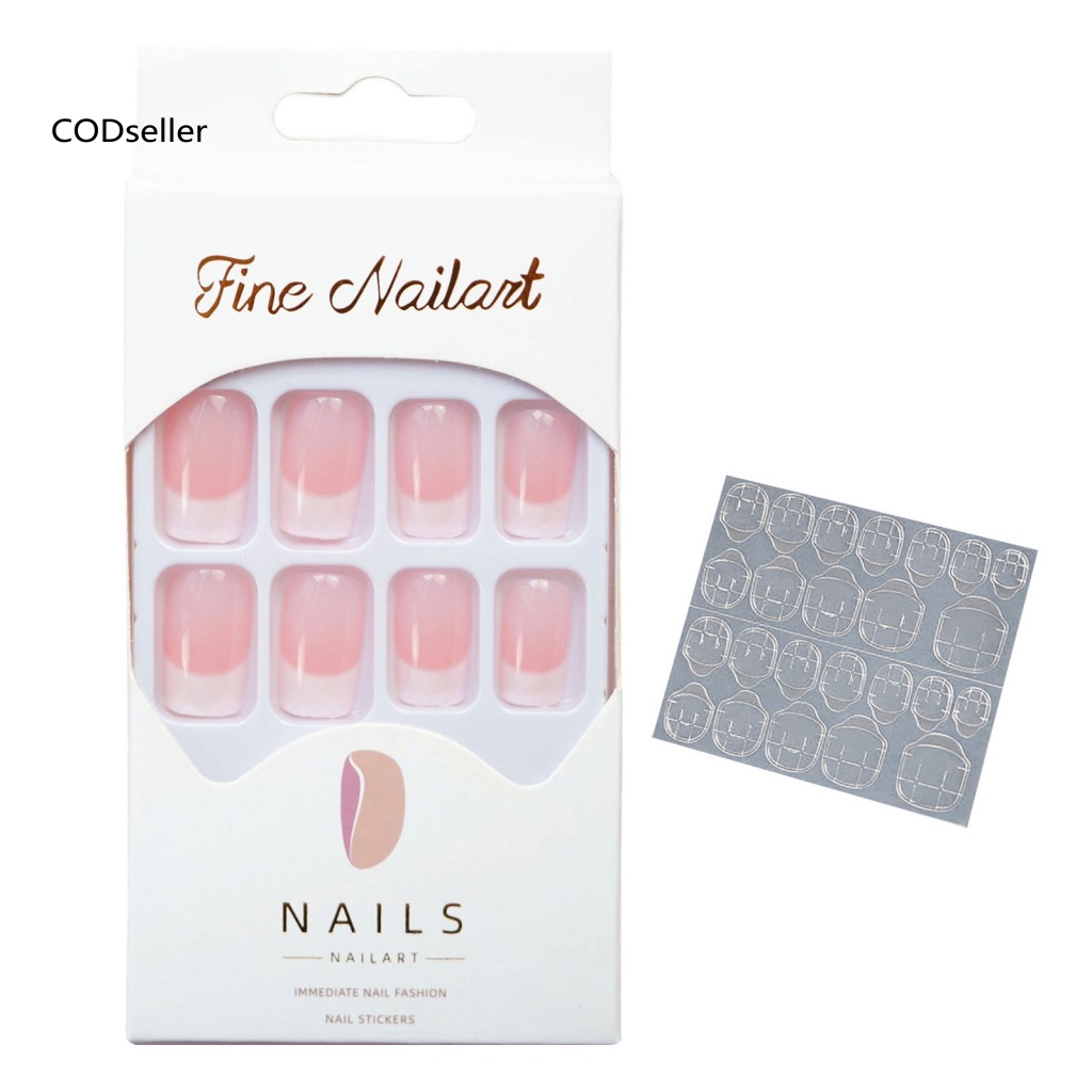 Bộ 24 Móng Tay Giả Hình Vuông Có Keo Nối Ngắn Bóng Tự Nhiên Cho Nữ Và Gia Đình