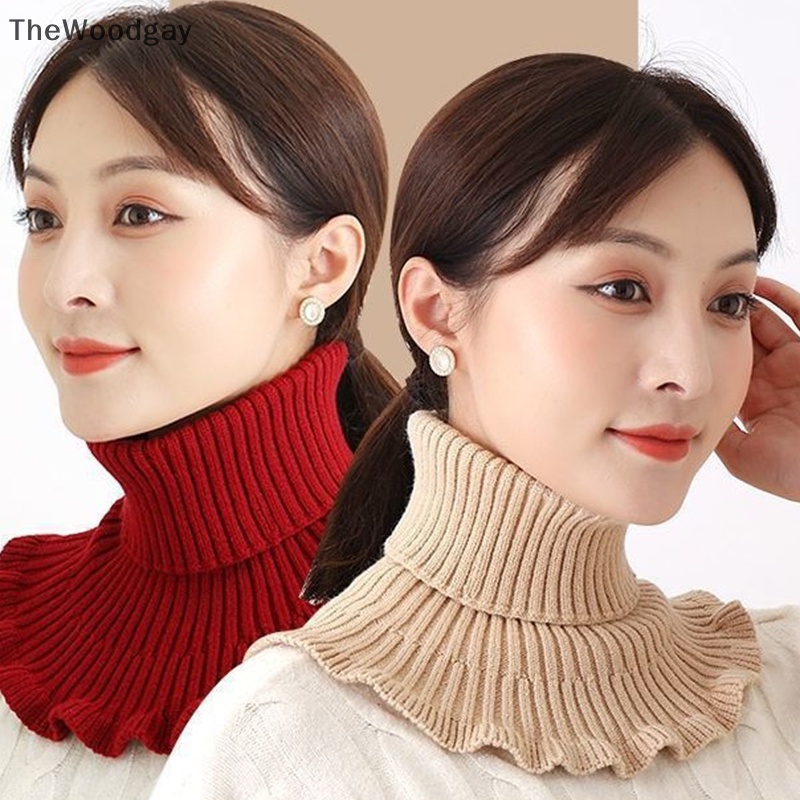 Thewoodgay Khăn Quàng Cổ Giả Dệt Kim Giả Cổ Lọ Ấm Áp Chống Gió Mùa Đông Có Thể Tháo Rời Cho Nữ en
