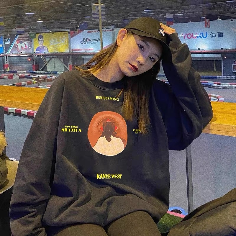 Áo Sweater Tay Dài Cổ Tròn In Hình Chúa jesus Sơn Dầu Thời Trang Cho Cặp Đôi