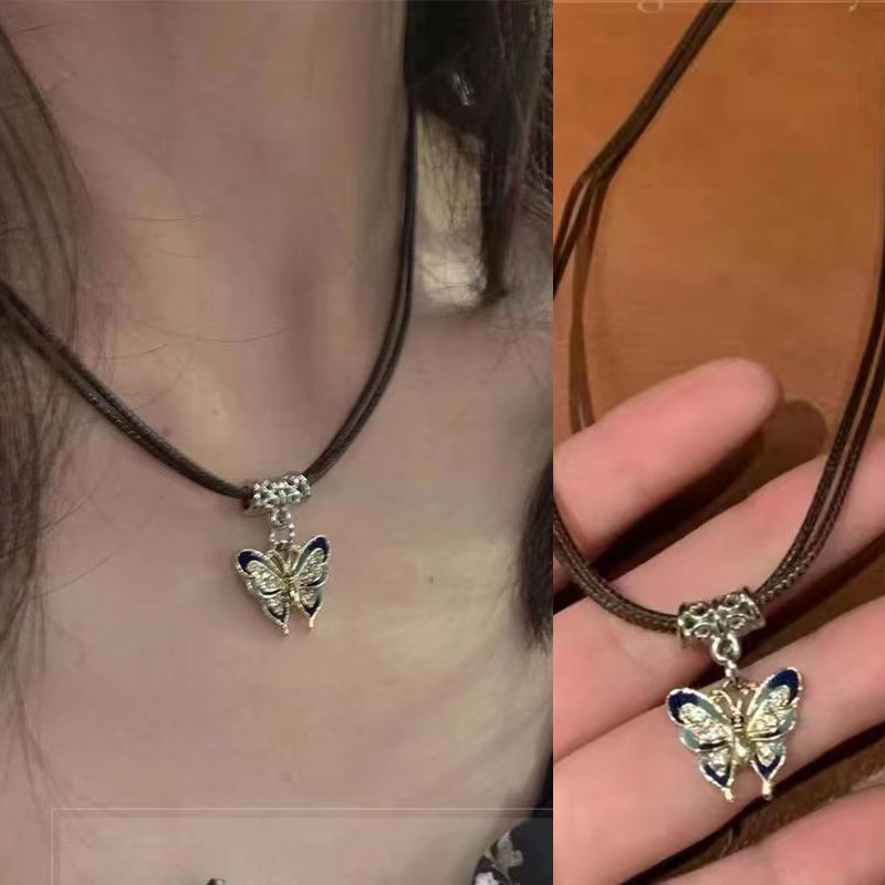 Vòng cổ Hợp Kim Mặt Hình Bướm Đính Đá Lấp Lánh