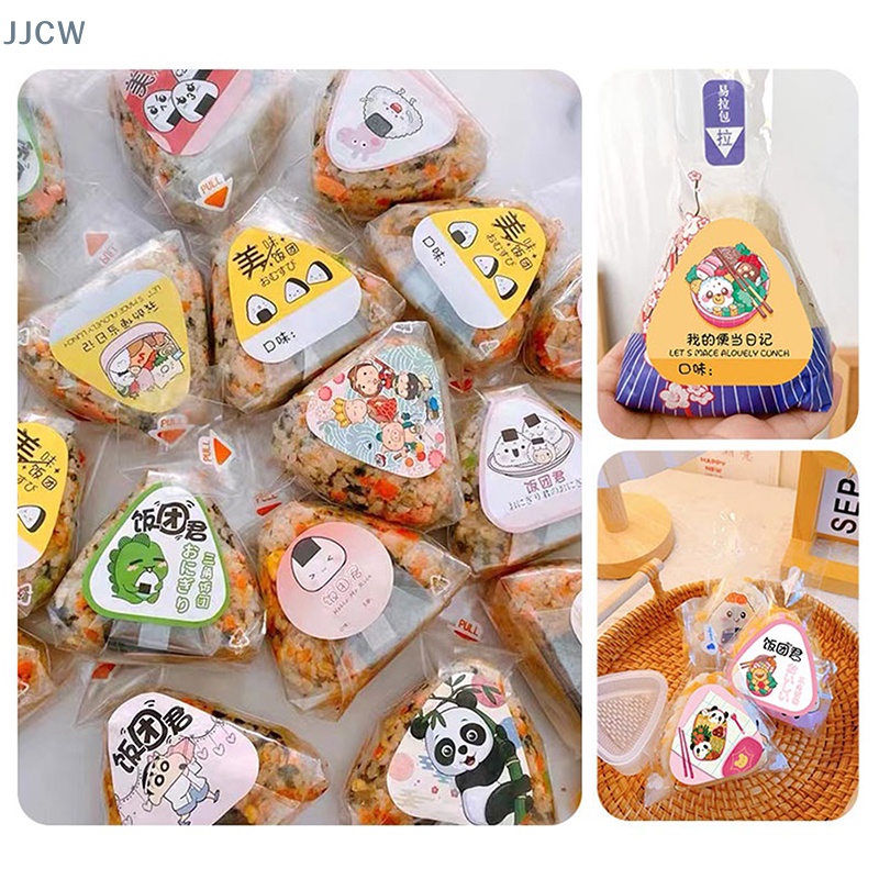 Bộ 80 Miếng Dán Túi Đựng sushi Hình Tam Giác Làm Cơm Nắm Rong Biển onigiri qqw