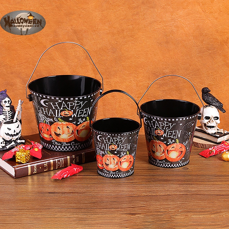 Xô Thiếc Đựng Kẹo Phong Cách halloween Độc Đáo Trang Trí Tiệc Cho Bé vn