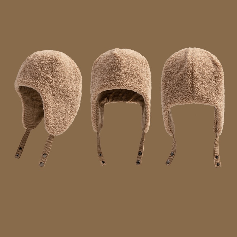 Mũ Lông Cừu Hai Mặt Bảo Vệ Tai Chống Lạnh Giữ Ấm Mùa Đông Cho Nam Nữ