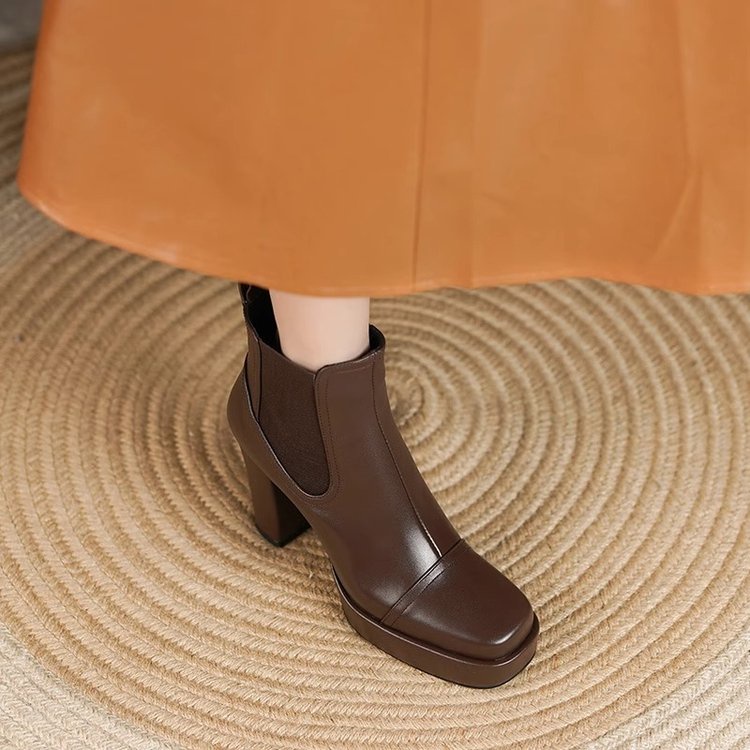 Giày Bốt Cao Gót Chống Thấm Nước Thiết Kế Trẻ Trung Hợp Thời Trang