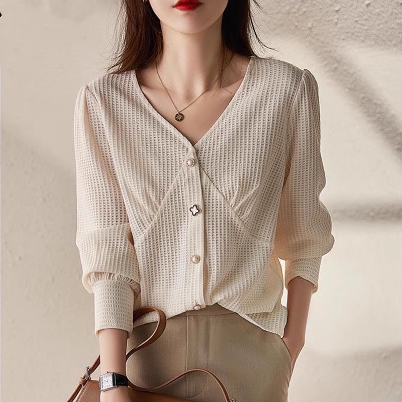 Áo Sơ Mi chiffon Tay Dài Thời Trang Xuân Thu 2023 Phong Cách Mới Cho Nữ