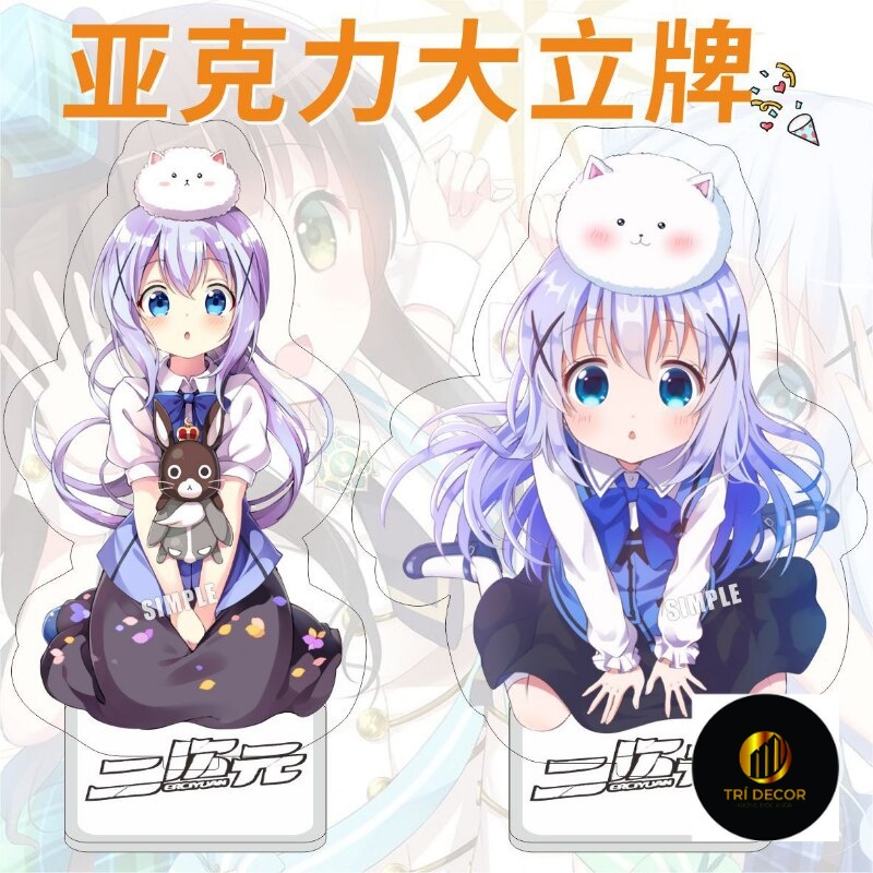 Mô hình Standee Anime Is The Order A Rabbit Kafuu Chino anime chibi acrylic standee trưng bày trang trí