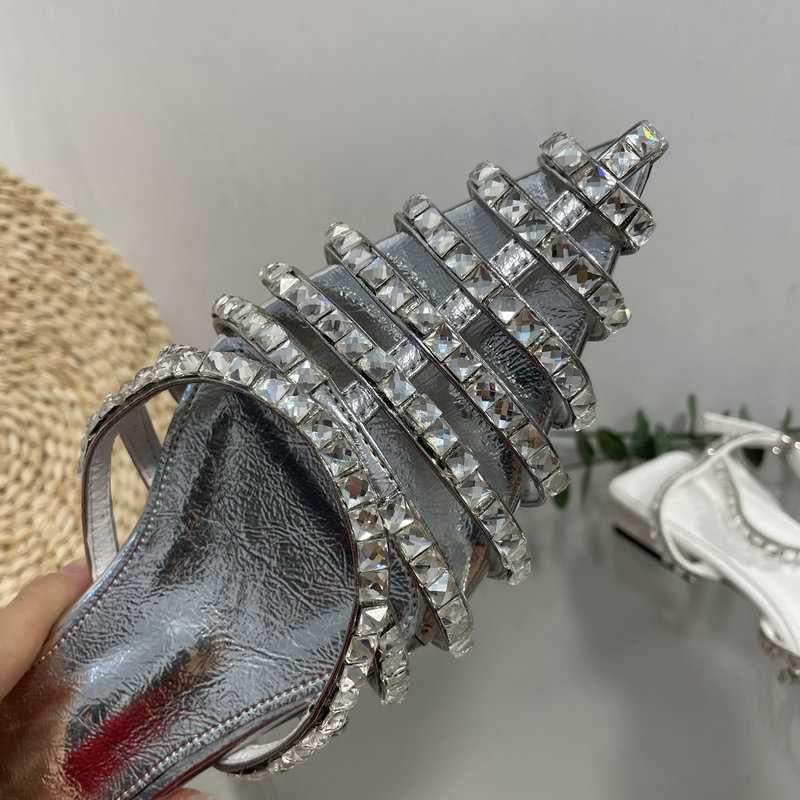 Giày Sandal Mũi Nhọn Đính Đá Thời Trang Xuân Hè 2023 Phong Cách Mới Cho Nữ