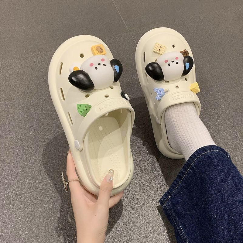 Dép Sục Crocs Nữ Đế Thấp Chống Trơn Trượt Tặng Kèm Sticker Chó Cute, Dép Đi Trong Nhà Và Đi Chơi  2024