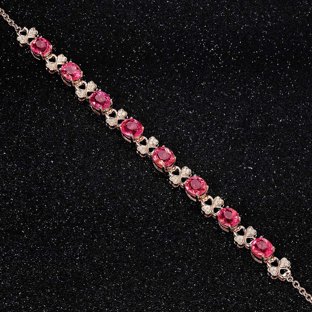 Sang Trọng Vòng Tay Mạ Vàng Hồng Đính Đá Quý Hình Cỏ Bốn Lá Sang Trọng Cho Nữ bracelet