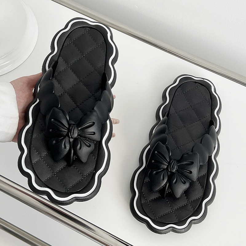 Dép nơ nữ mùa hè Dép xỏ ngón ins dép thời trang phòng tắm chống trơn trượt dép xỏ ngón để mặc bên ngoài