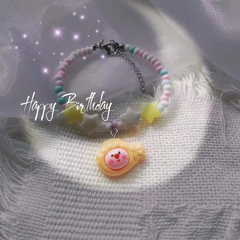 Loopy ruby Vòng Tay Xỏ Hạt Đơn Giản Mặt Ngôi Sao Hoạt Hình Dễ Thương Cho Bạn Gái