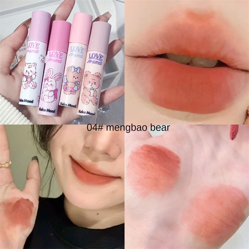 Kemood Son Môi Màu Lì Lâu Trôi Chống Thấm Nước Thiết Kế Vỏ In Hình Mèo Dễ Thương pseudo