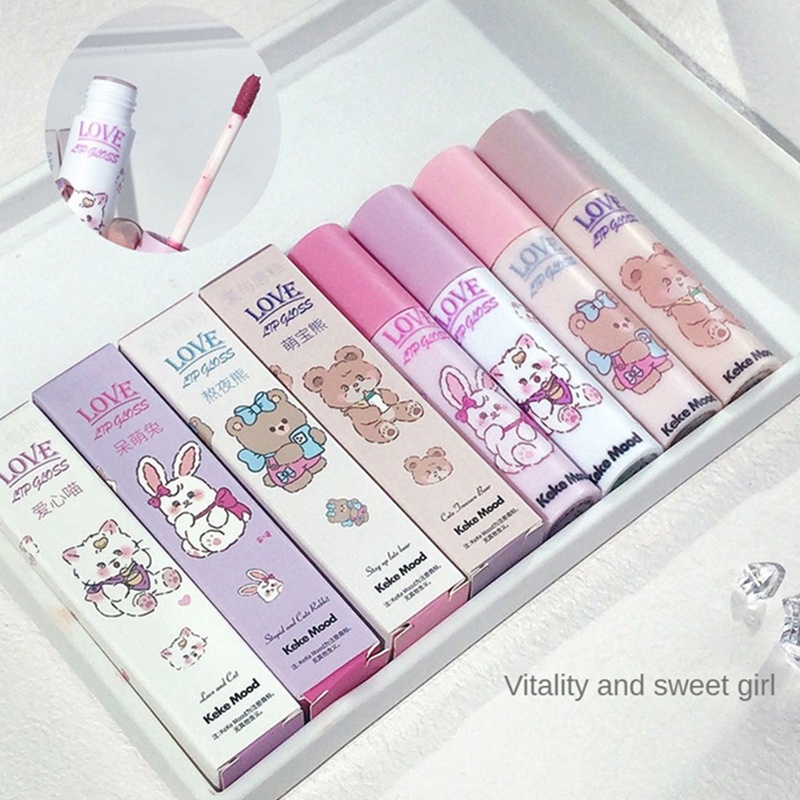 Kemood Son Môi Màu Lì Lâu Trôi Chống Thấm Nước Thiết Kế Vỏ In Hình Mèo Dễ Thương pseudo