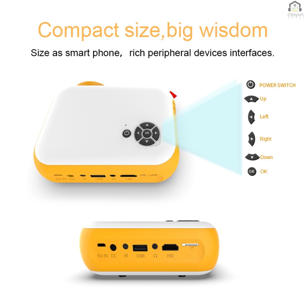 Máy Chiếu a10 mini lcd 1080p Hỗ Trợ Thẻ hd in av usb tf Và Điều Khiển Âm Thanh 3.5mm