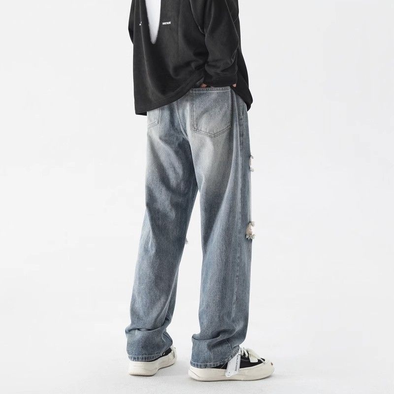 Quần jean nam rách Quần bò baggy nam Quần Jean Cotton