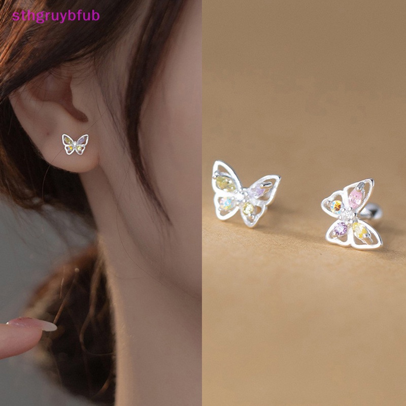 Sthb 1 Đôi Bông Tai Xỏ Lỗ Hình Bướm Đính Kim Cương Màu Sắc Dành Cho Nữ vn