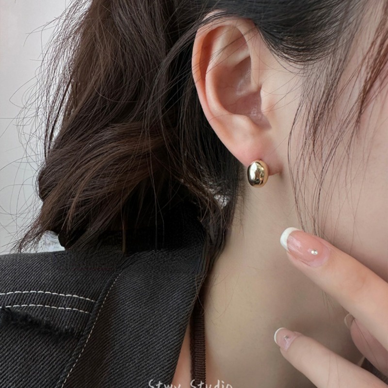 Sang Trọng Bông Tai Mạ Bạc 925 Hình Hạt Đậu Đáng Yêu Cho Nữ