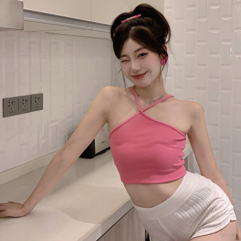 Áo Croptop Hai Dây Hở Lưng Màu Sắc Đơn Giản Quyến Rũ Cho Nữ