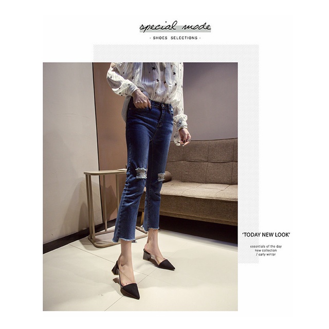 Giày Cao Gót Mũi Nhọn Thiết Kế Trong Suốt Thời Trang Mùa Hè Dành Cho Nữ