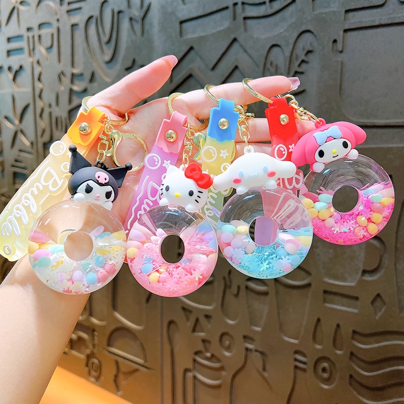 Hoạt Hình sanrio kuromi Móc Chìa Khóa / Chìa Khóa / Túi Xách Hình Bánh donut Lấp Lánh Bằng acrylic