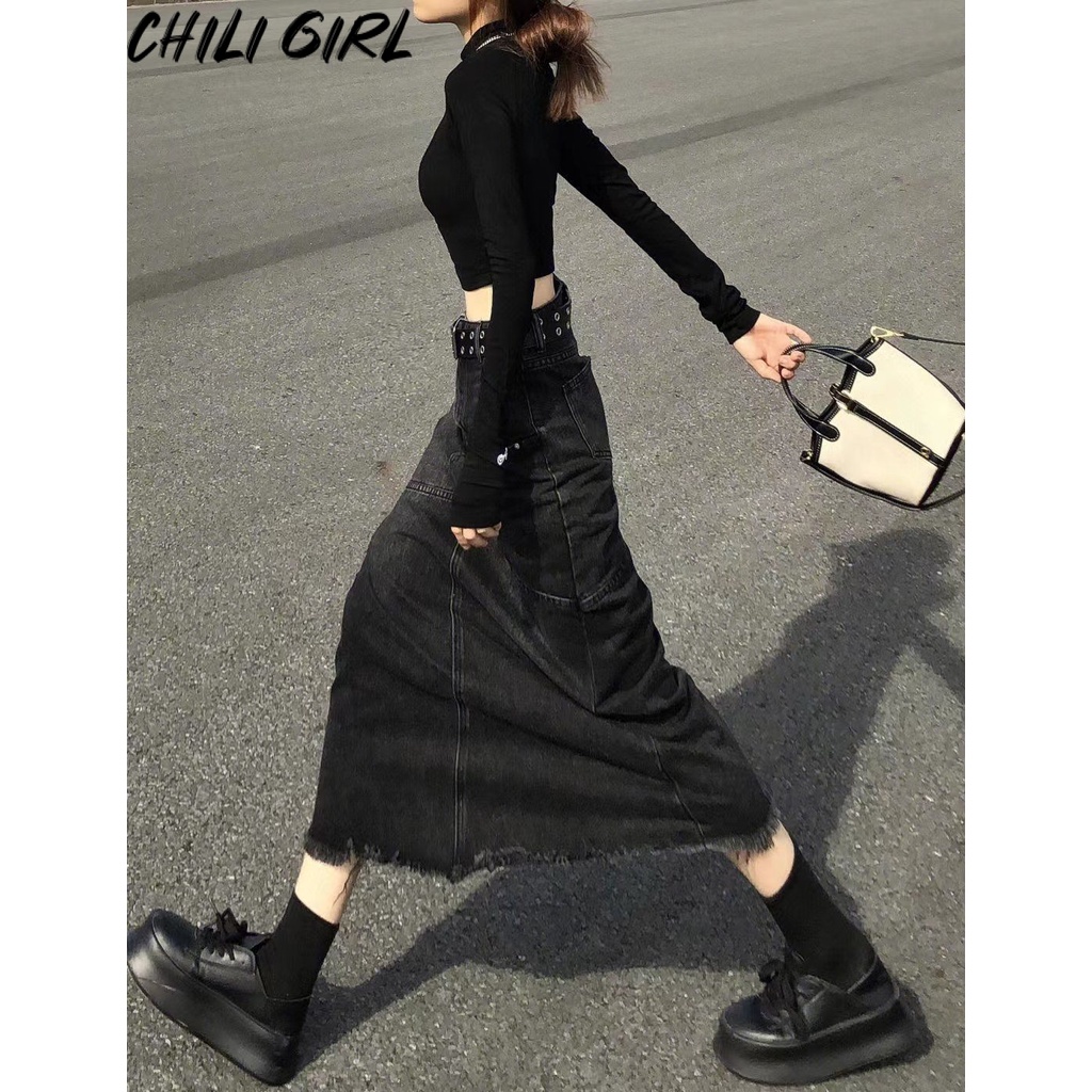 CHILI GIRL váy Chân váy thời trang váy nữ Korean xu hướng Vintage Dễ thương WWY23936LH39Z230925
