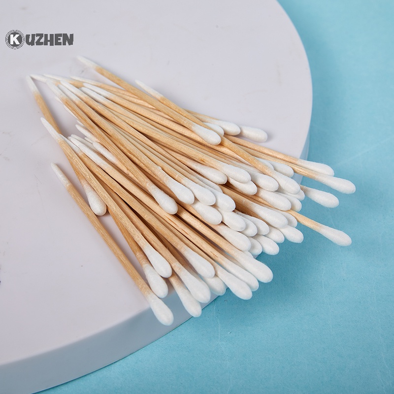 Kuzhen Set 50 Tăm Bông cotton Hai Đầu Dùng Để Vệ Sinh Tai / Mũi / Lỗ Tai Chăm Sóc Sức Khỏe Cho Nữ